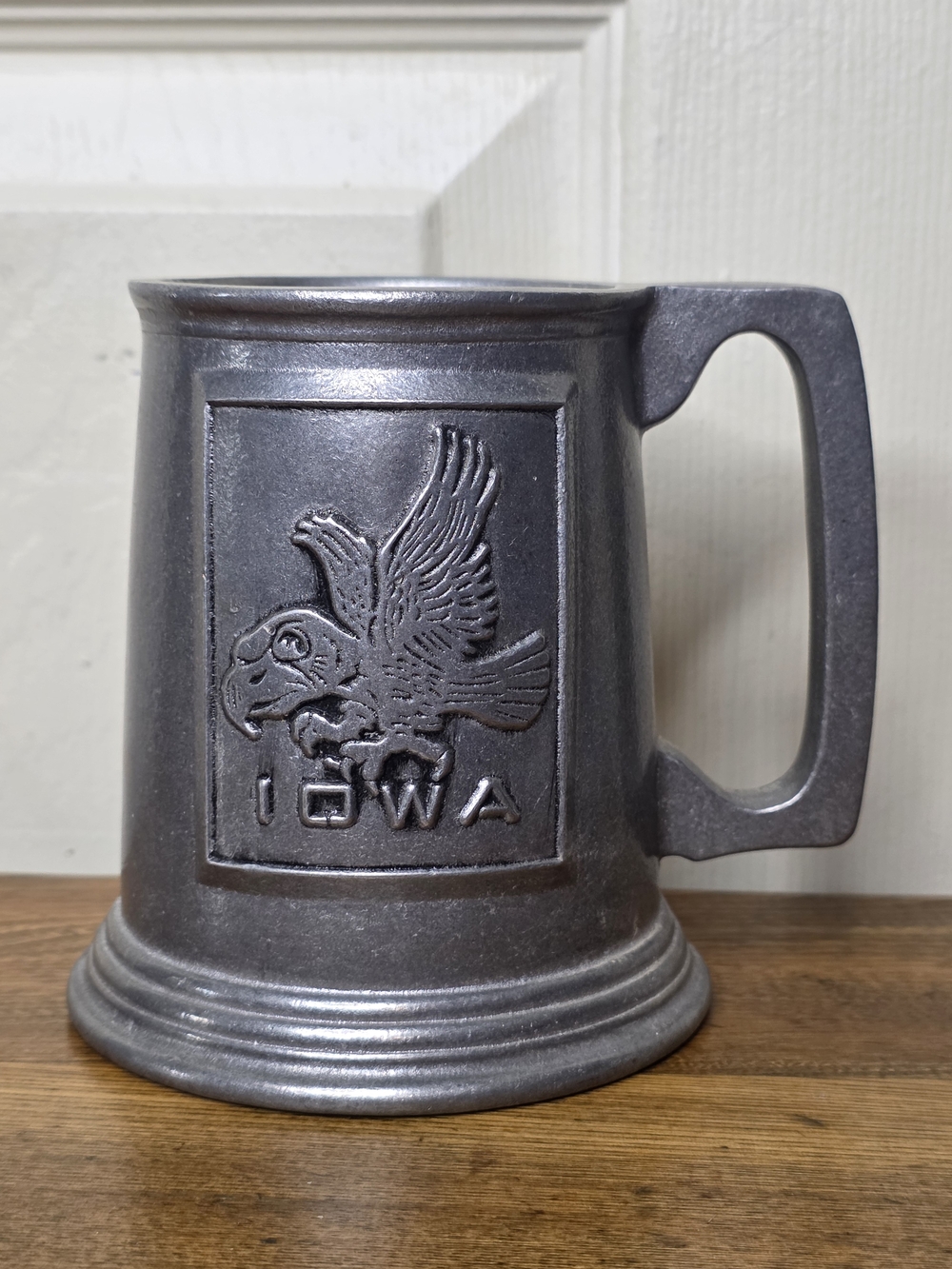 Vintage Sexton USA Iowa Hawkeyes Cast Metal Pewter Stein Mug Herky Mascot 5"